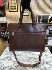 Montblanc-Inspired Brown Leather Bag