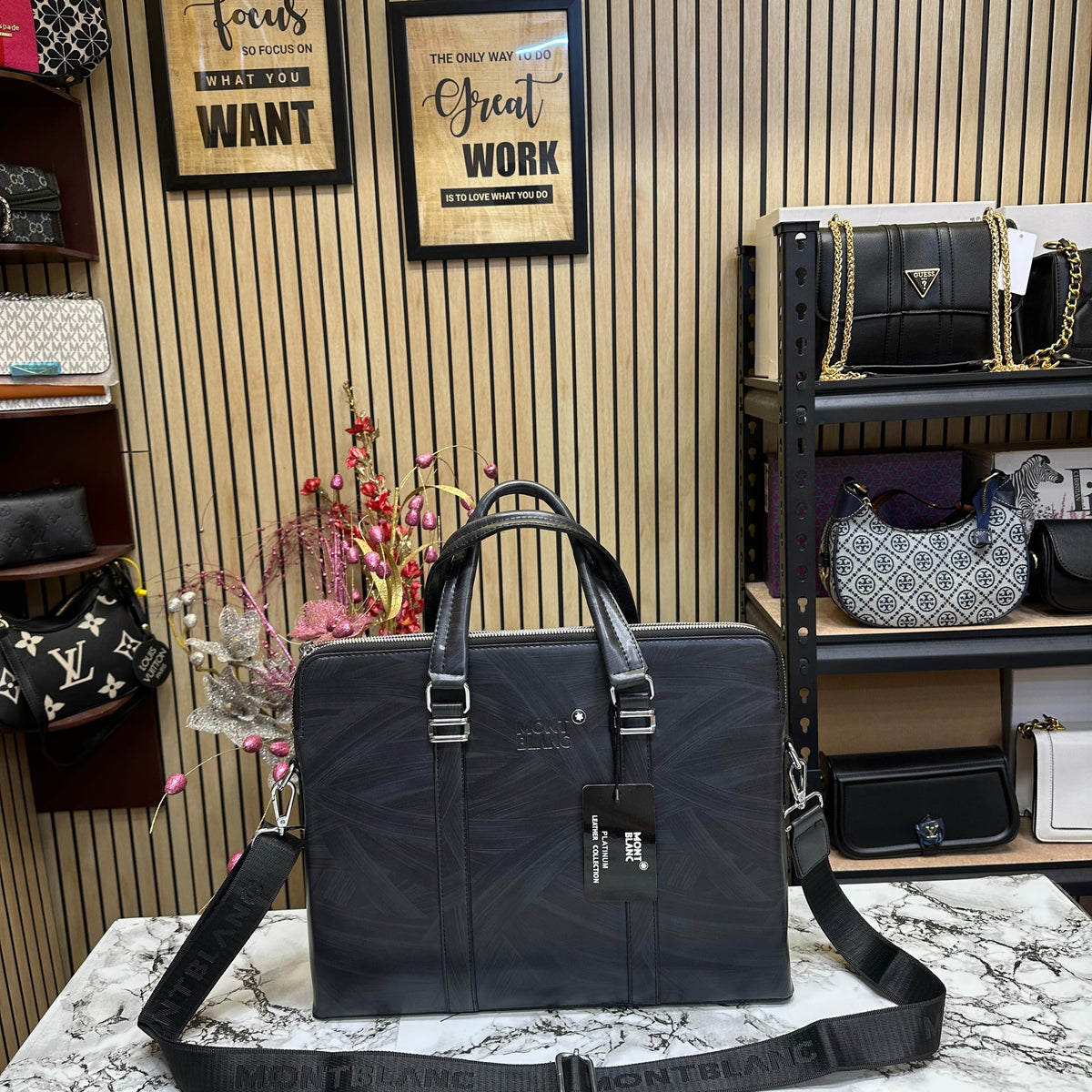 Mont Blanc Sleek Black Leather bag