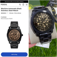 Fossil ME 3253 automatic open heart black