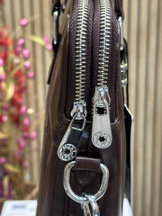 Montblanc-Inspired Brown Leather Bag