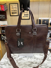 Montblanc-Inspired Brown Leather Bag