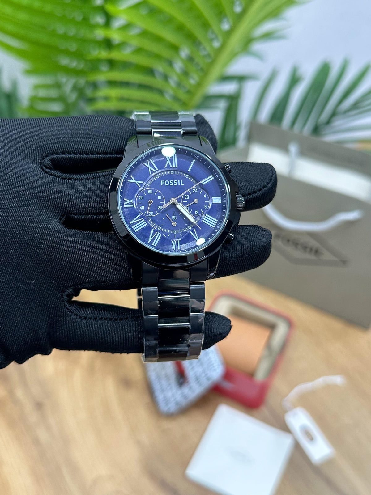 Fossil grant black with blue