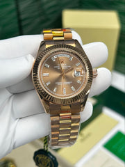 ROLEX DAY DATE CHOCOLATE DIAL ROSE GOLD